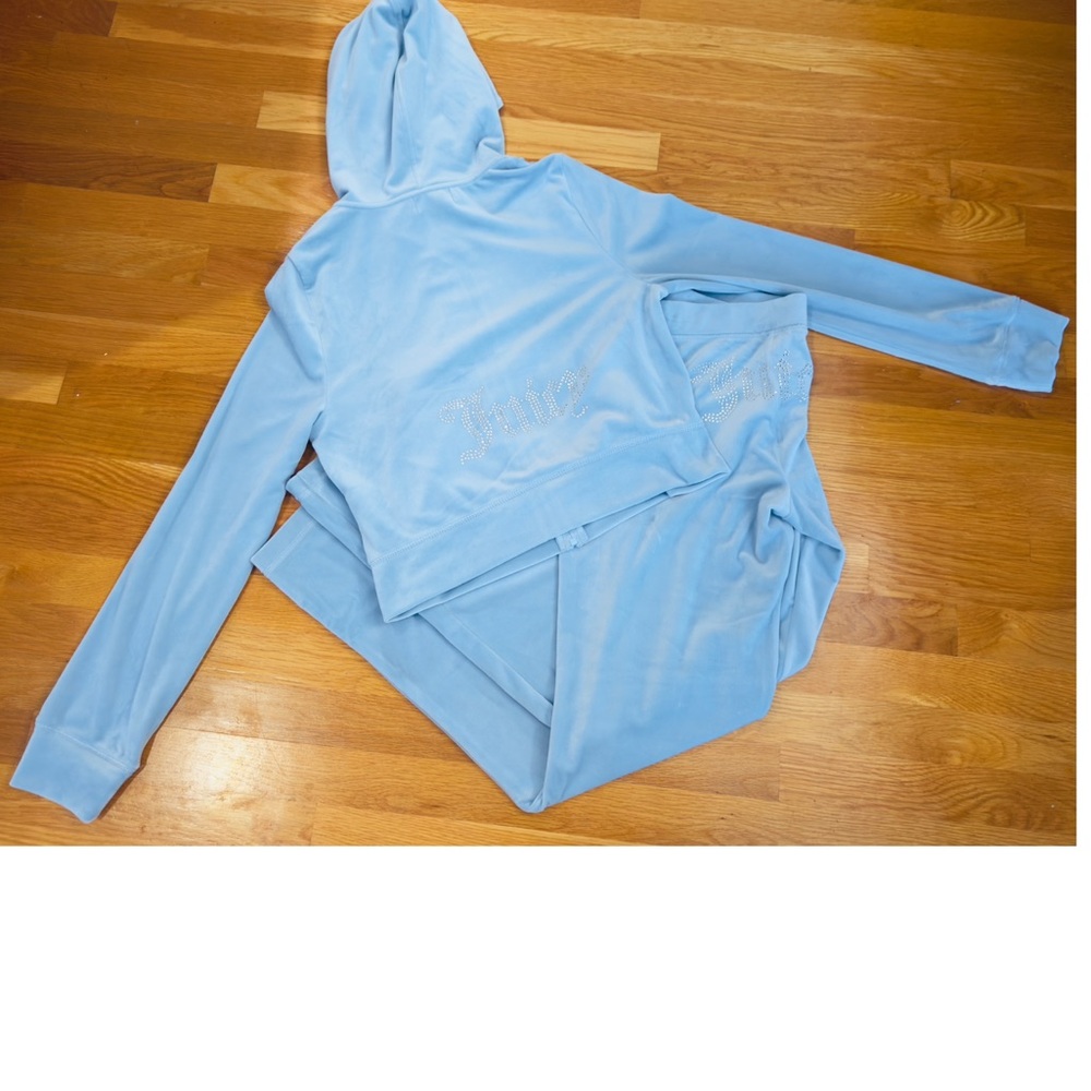 NWT Juicy Couture Velour Track Suit Pants Hooded Jacket Bling Sz Large New $199 - Picture 16 of 16